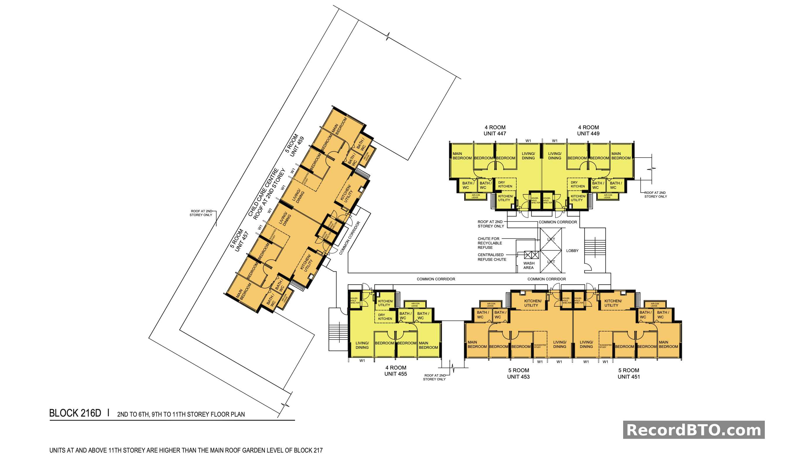 Block 216D: 2nd-6th, 9th-11th Storey Floor Plans