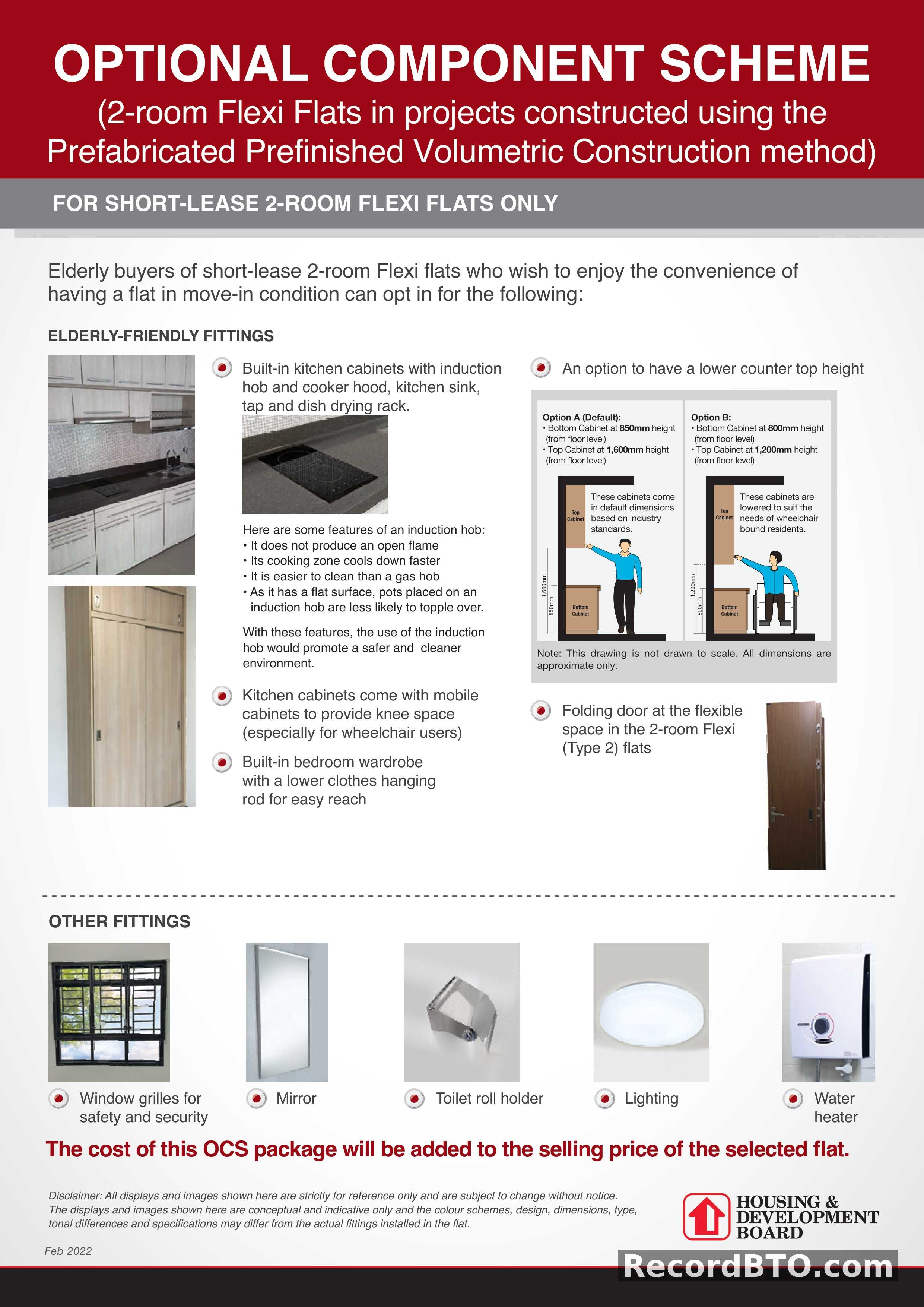 Optional Component Scheme for 2-Room Flexi Flats Fittings