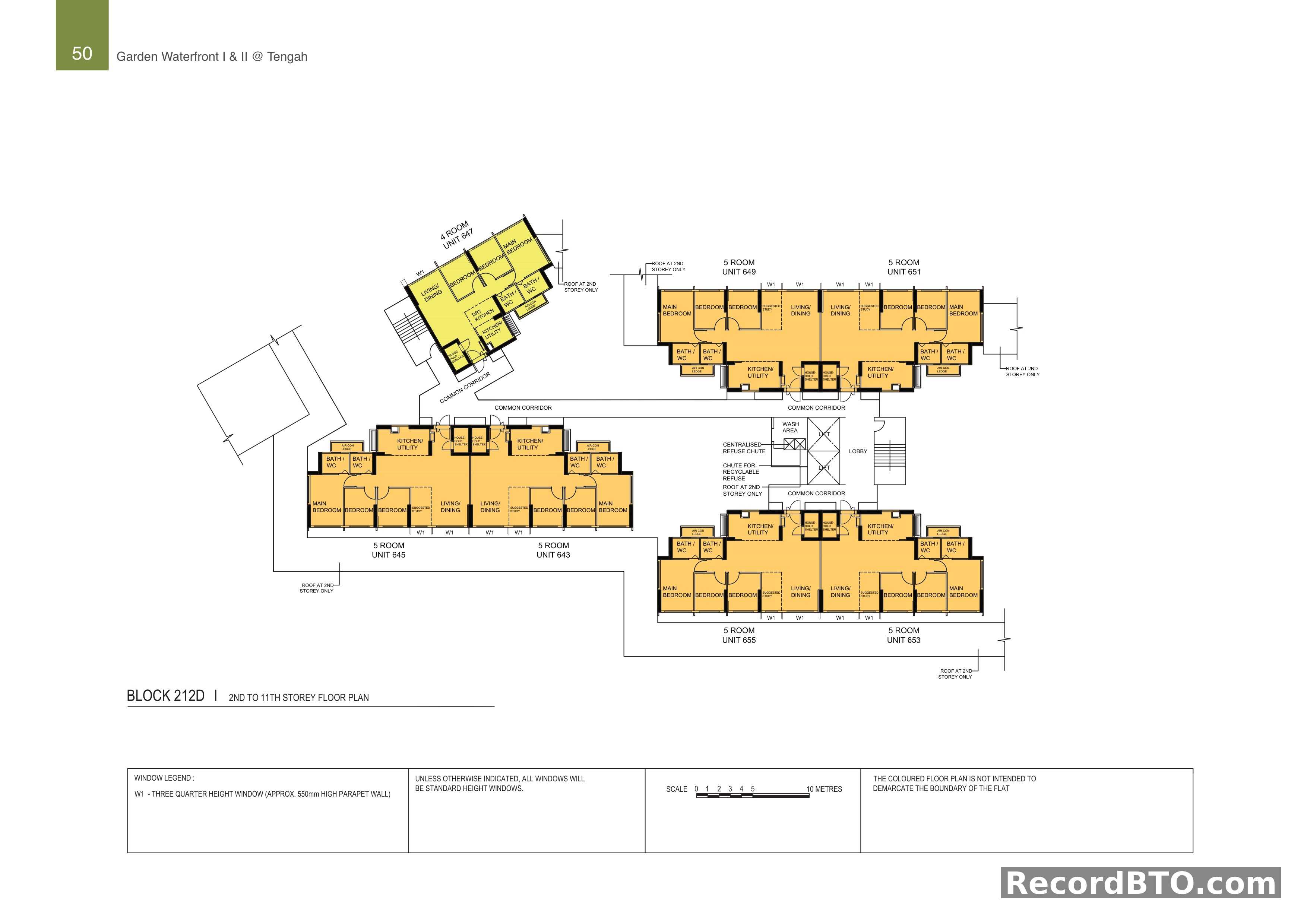 Block 212D: 2nd-11th Storey Floor Plans with 4-Room and 5-Room Units