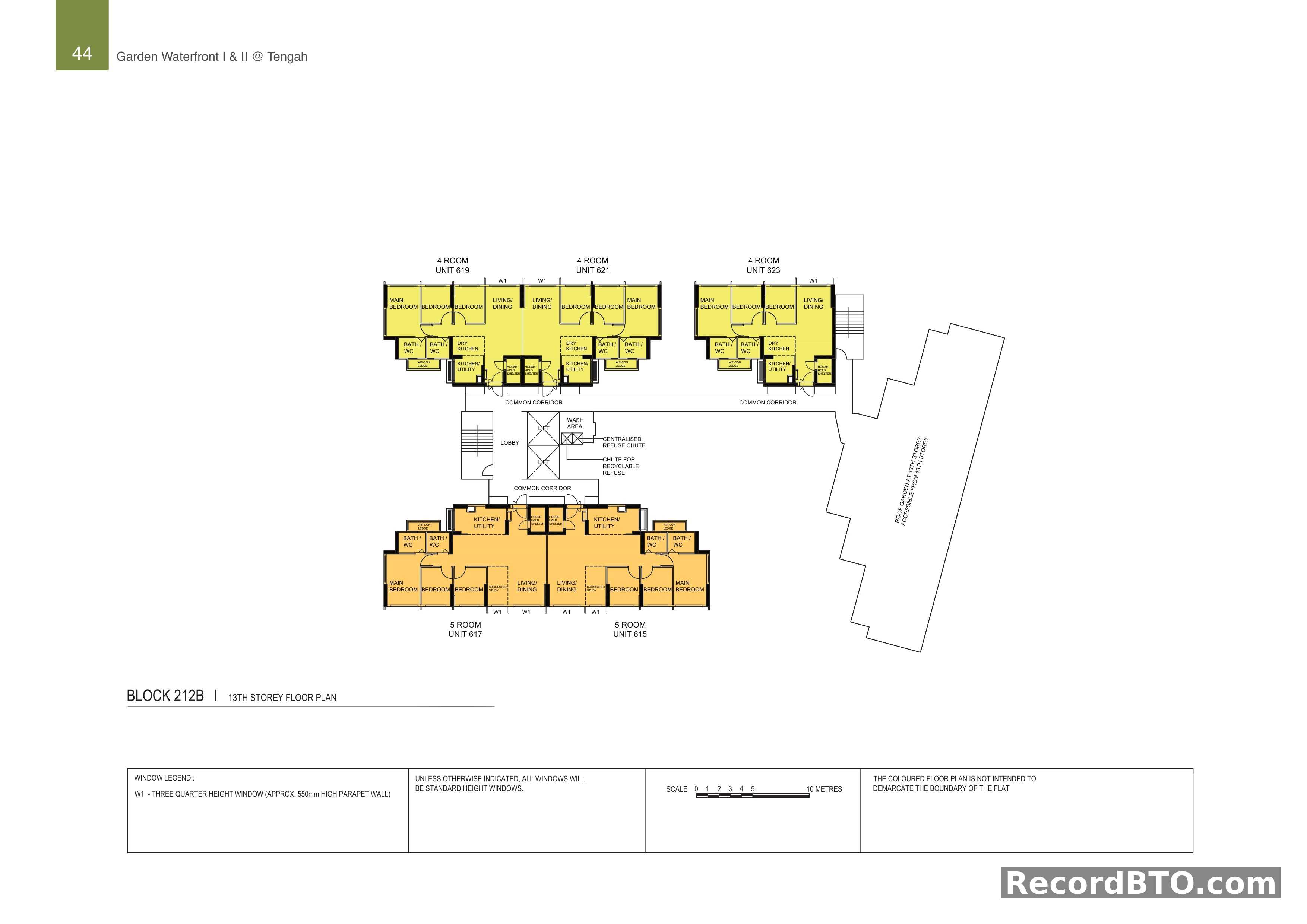 Block 212B: 13th Storey Floor Plan with 4-Room and 5-Room Units