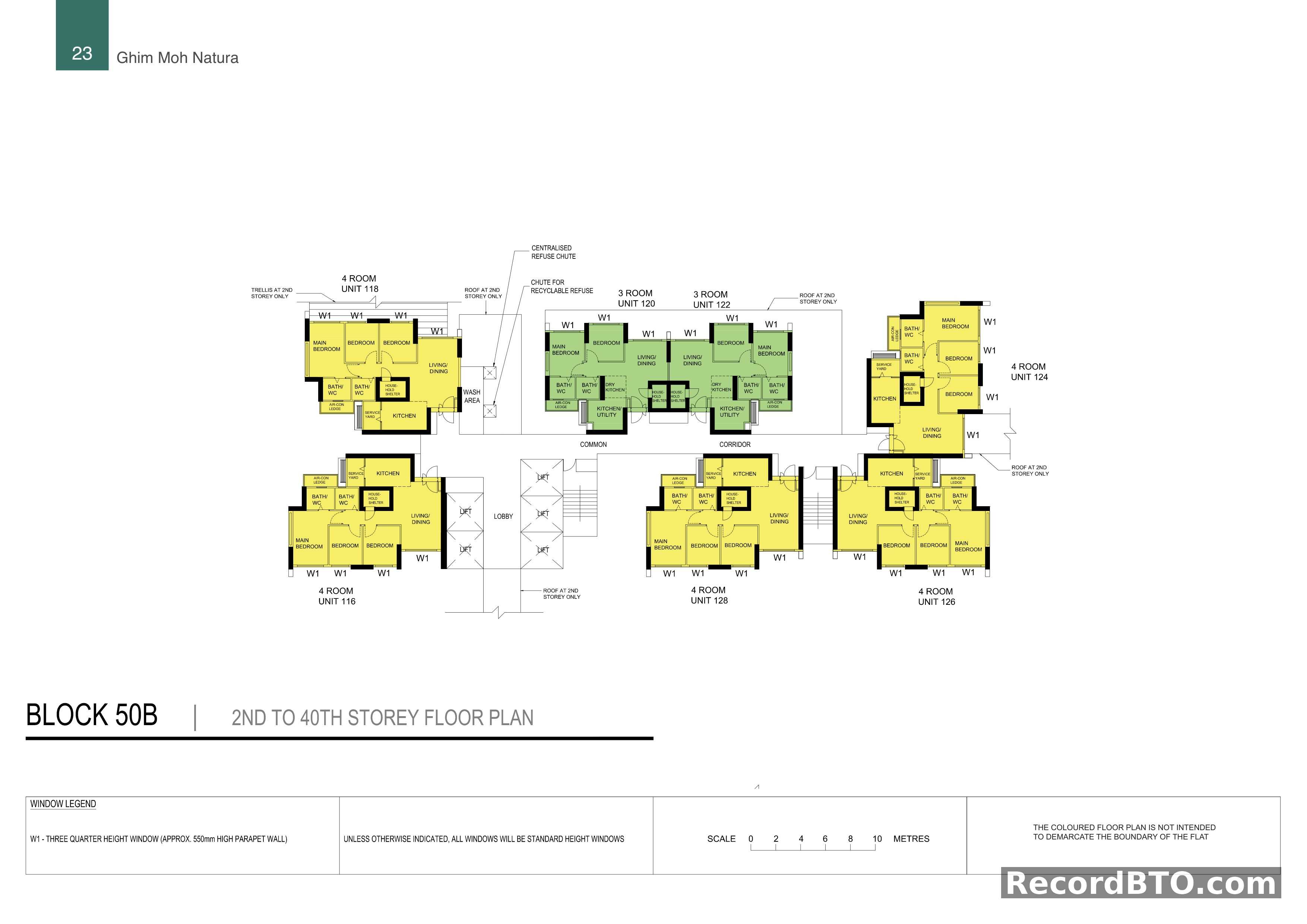 Block 50B: 2nd to 40th Storey Floor Plans for 3- and 4-Room Units
