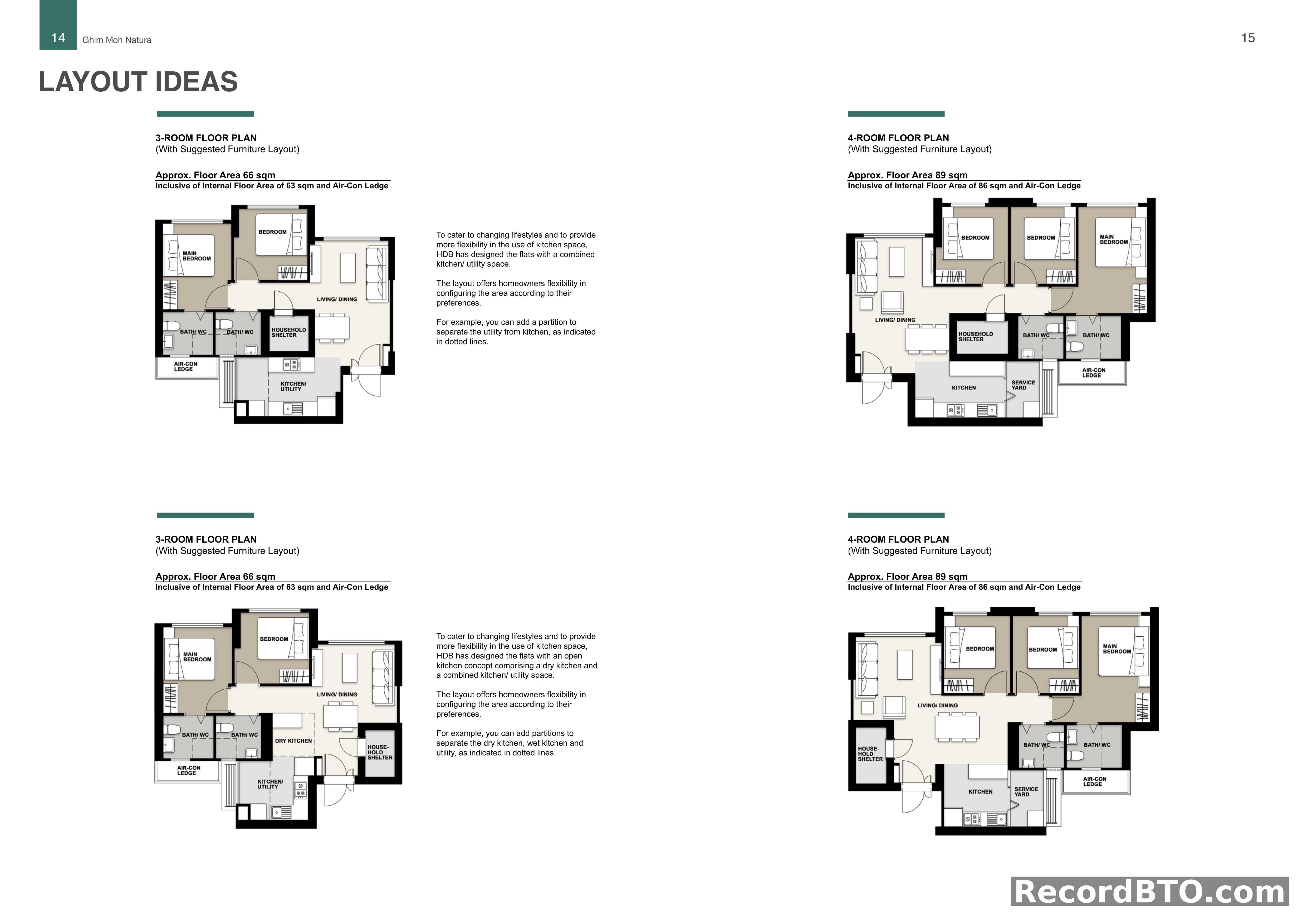 HDB BTO Layout Ideas: 3-Room and 4-Room Floor Plans