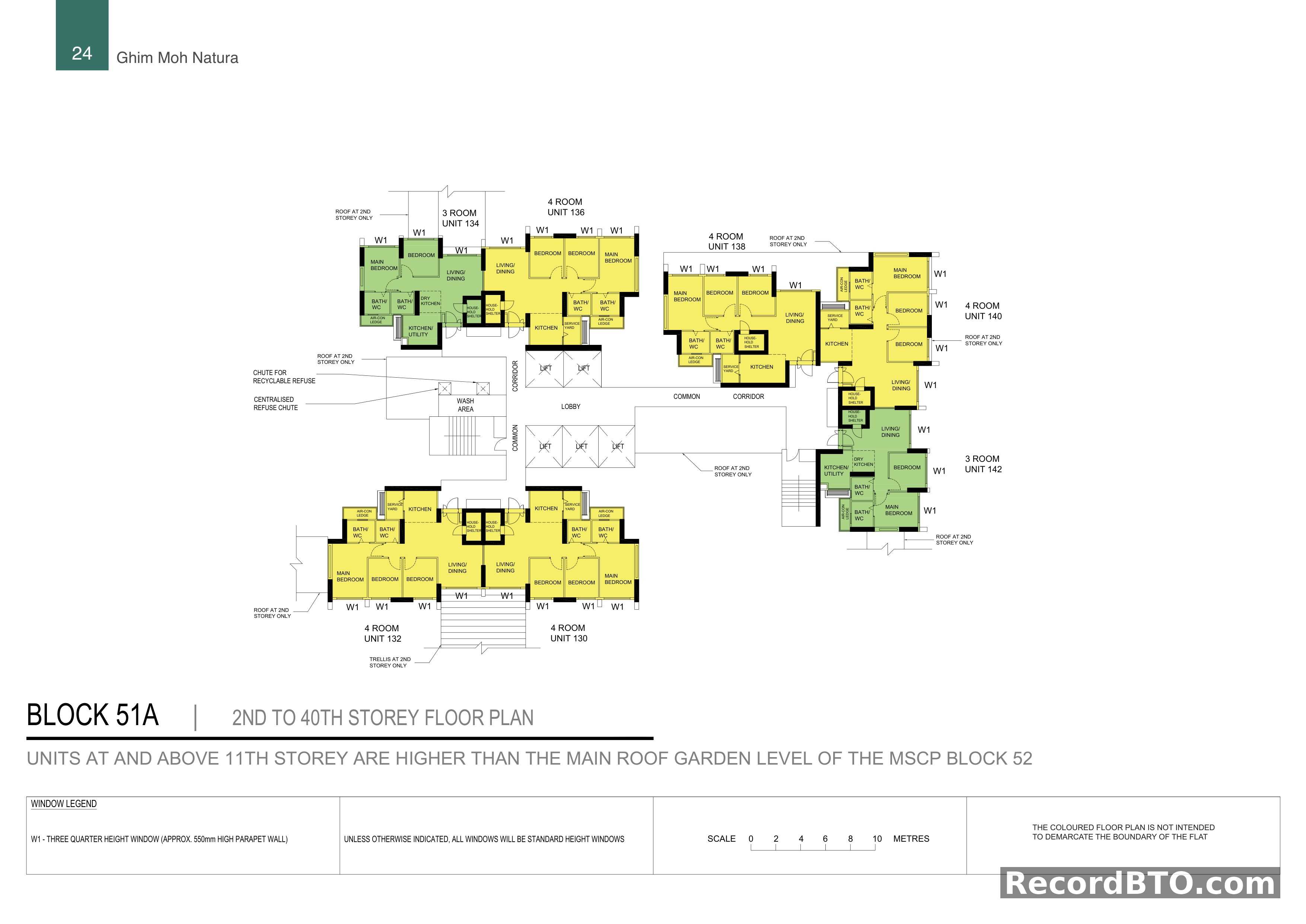 Block 51A: 2nd to 40th Storey Floor Plans for 3- and 4-Room Units