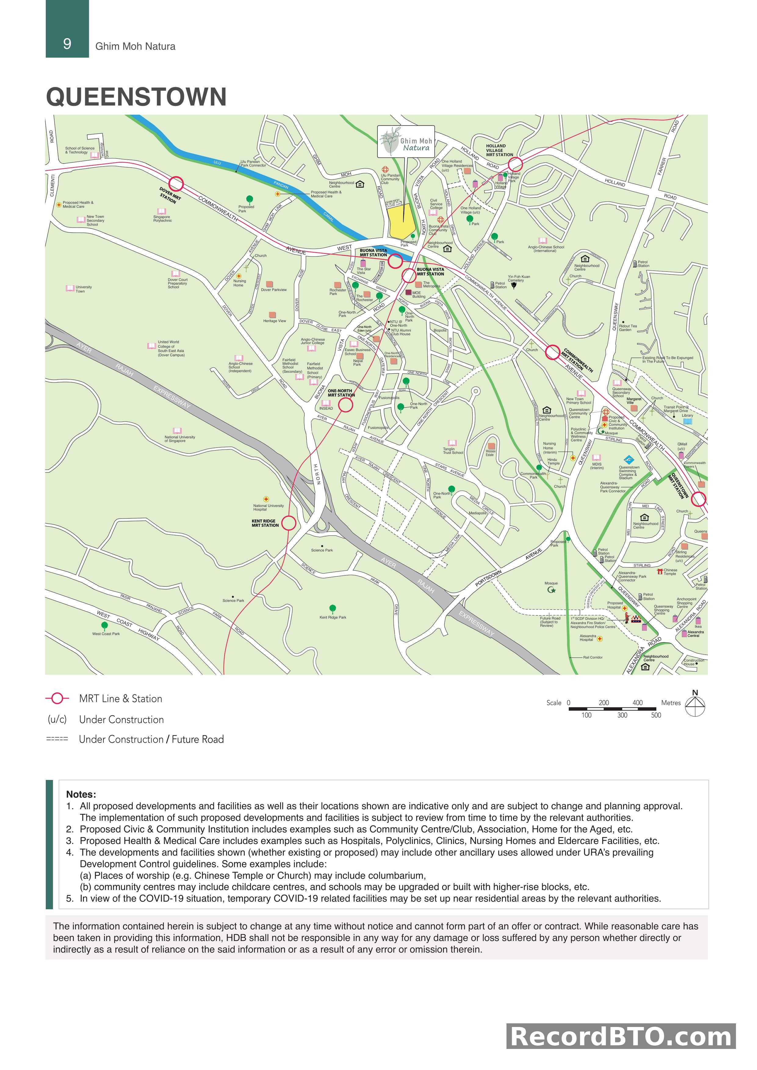Vicinity Map: Queenstown Amenities and Transport Links