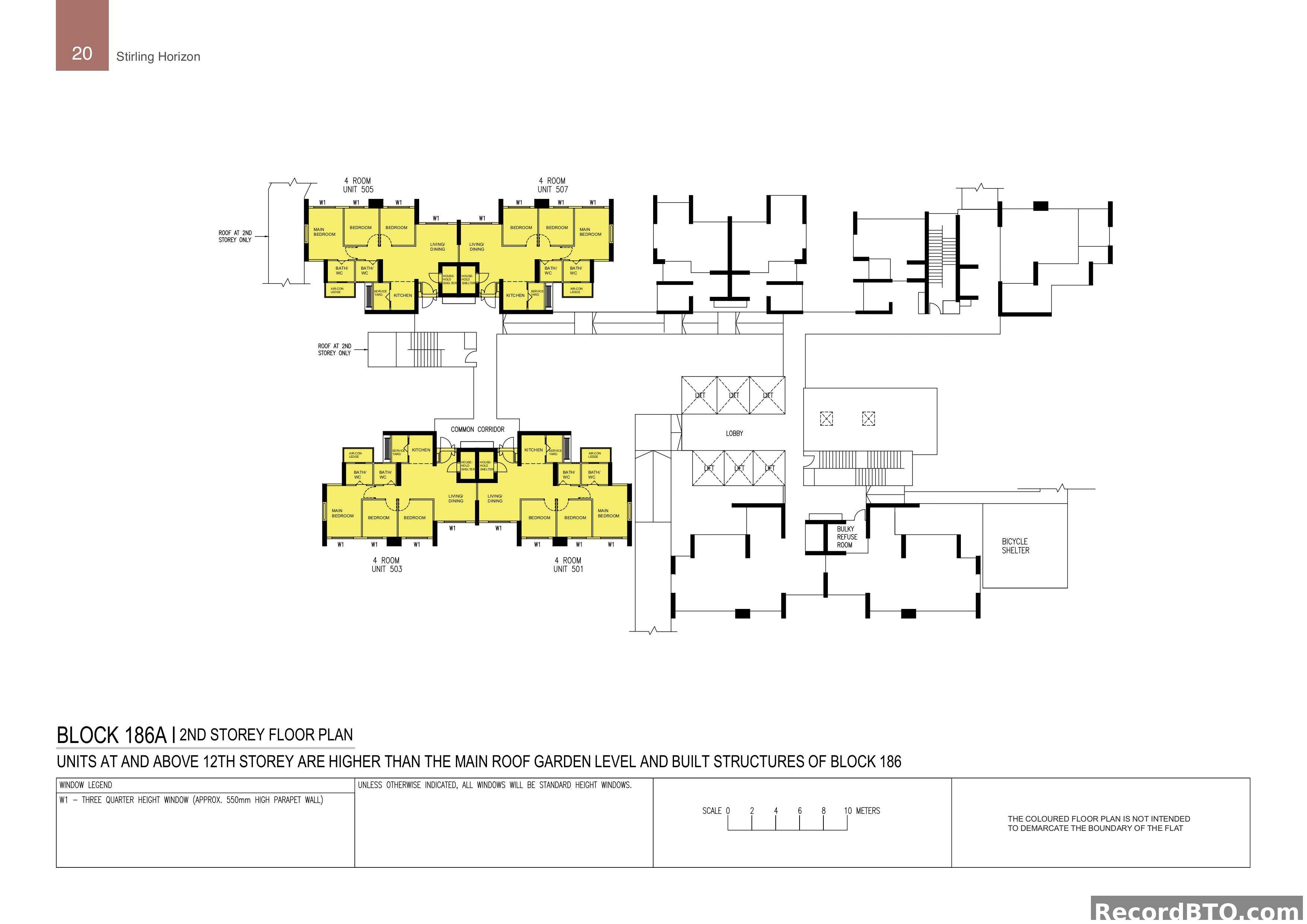 Block 186A: 2nd Storey Floor Plan with 4-Room Units