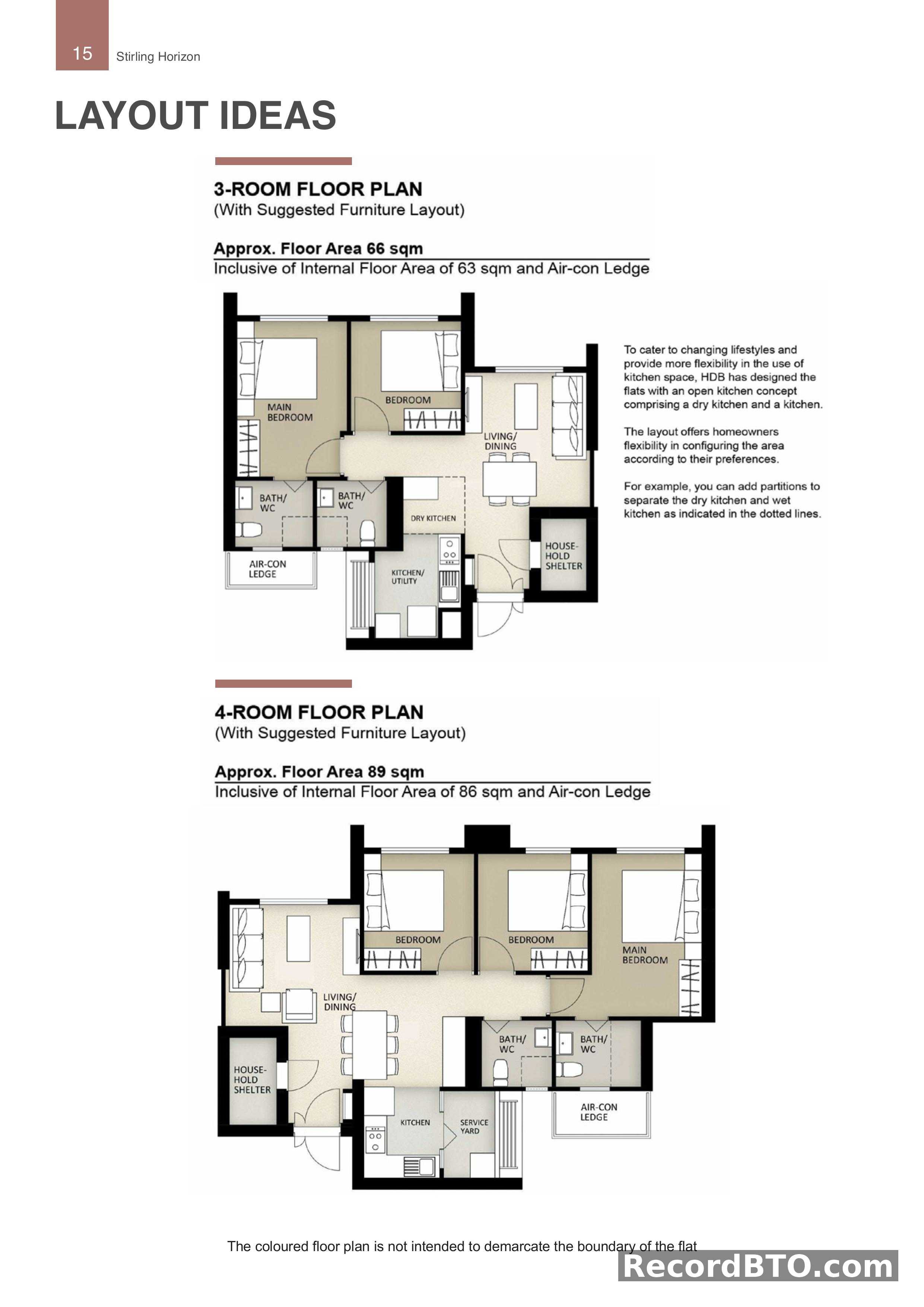 HDB BTO 3-Room and 4-Room Flat Layouts