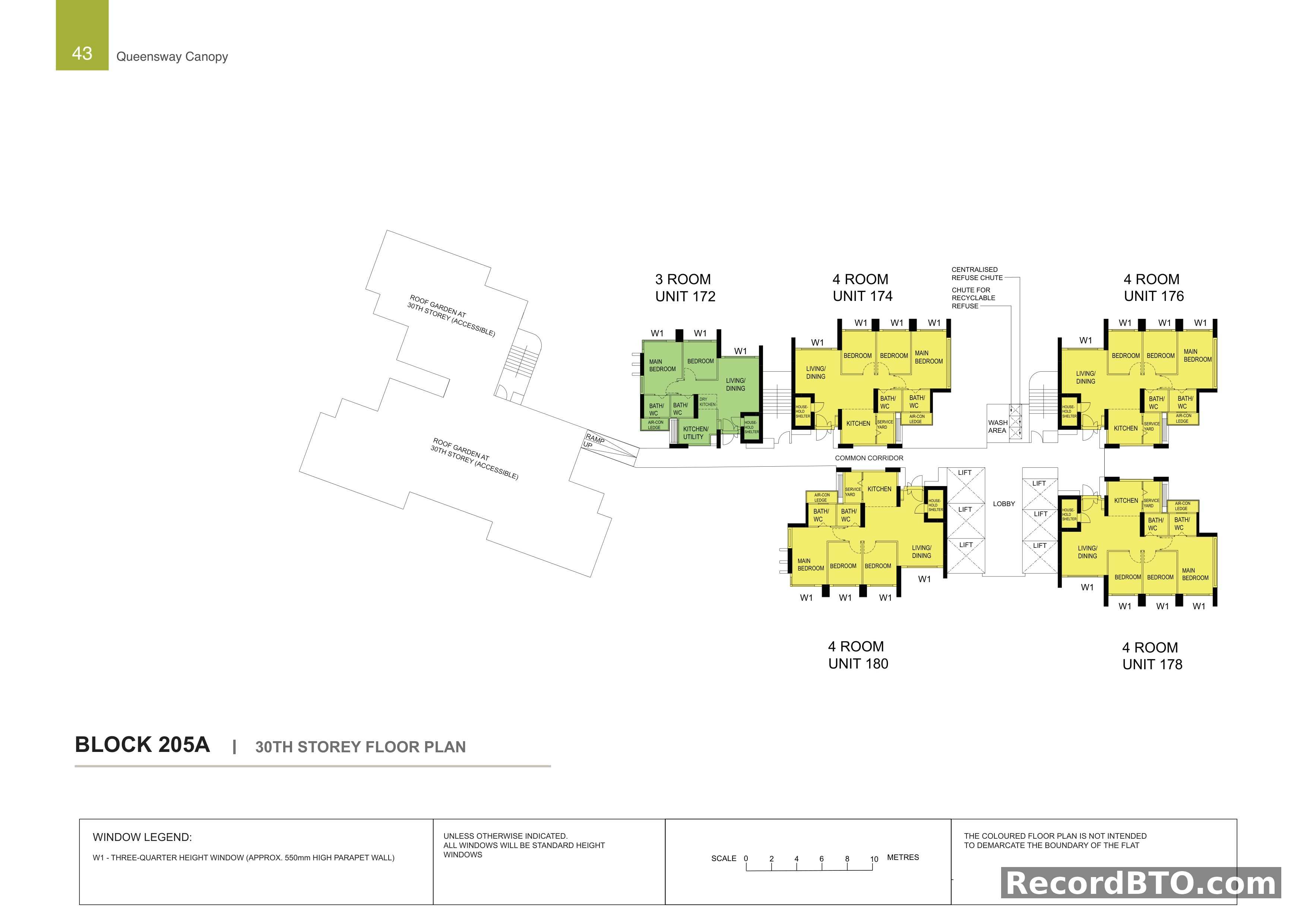 Block 205A: 30th Storey Floor Plan with Roof Gardens