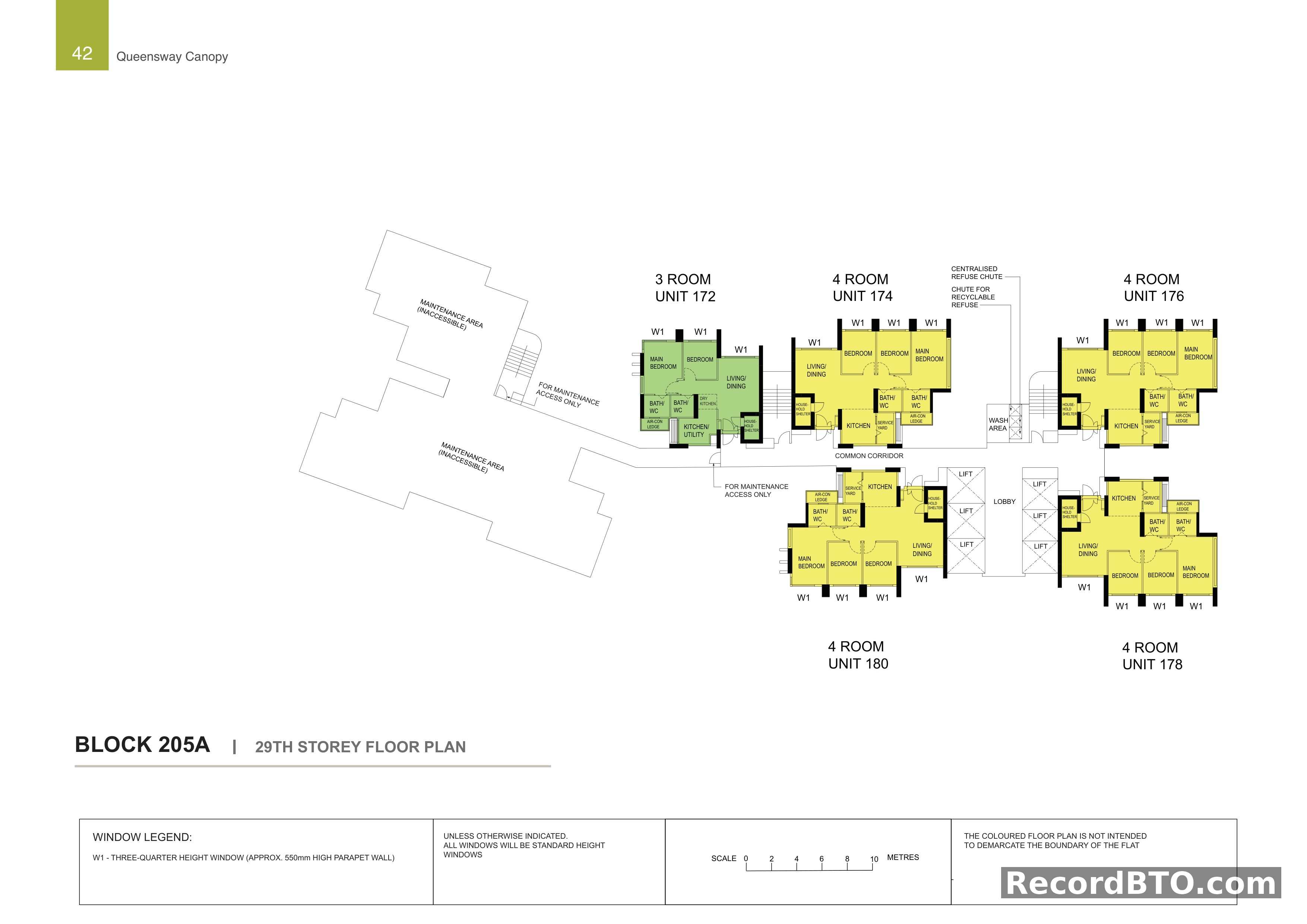 Block 205A: 29th Storey Floor Plan for Mixed Unit Types