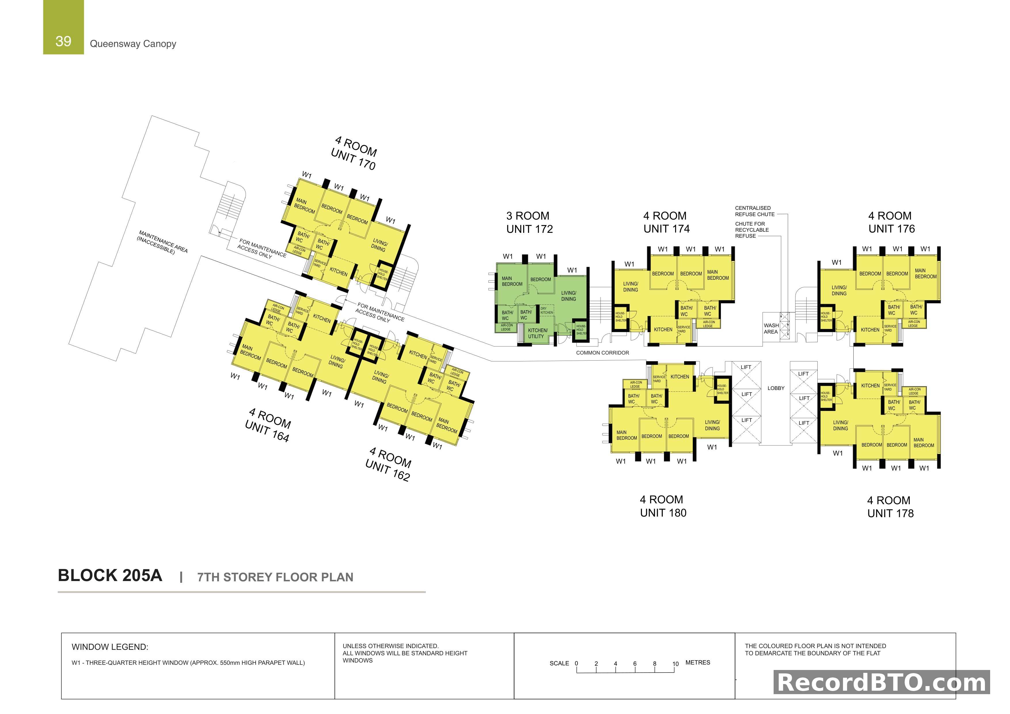 Block 205A: 7th Storey Floor Plan with 3-Room and 4-Room Units