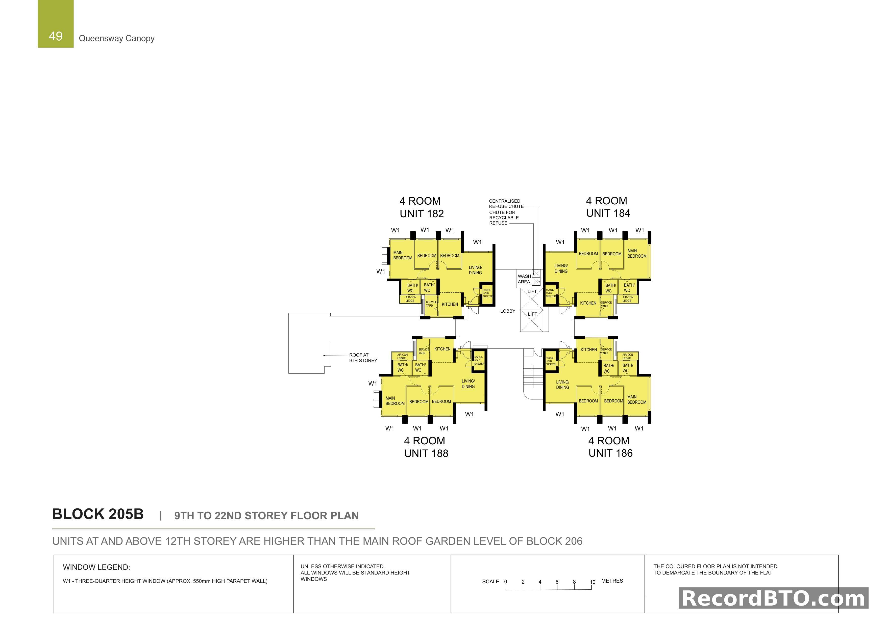Block 205B: 9th-22nd Storey 4-Room Floor Plans