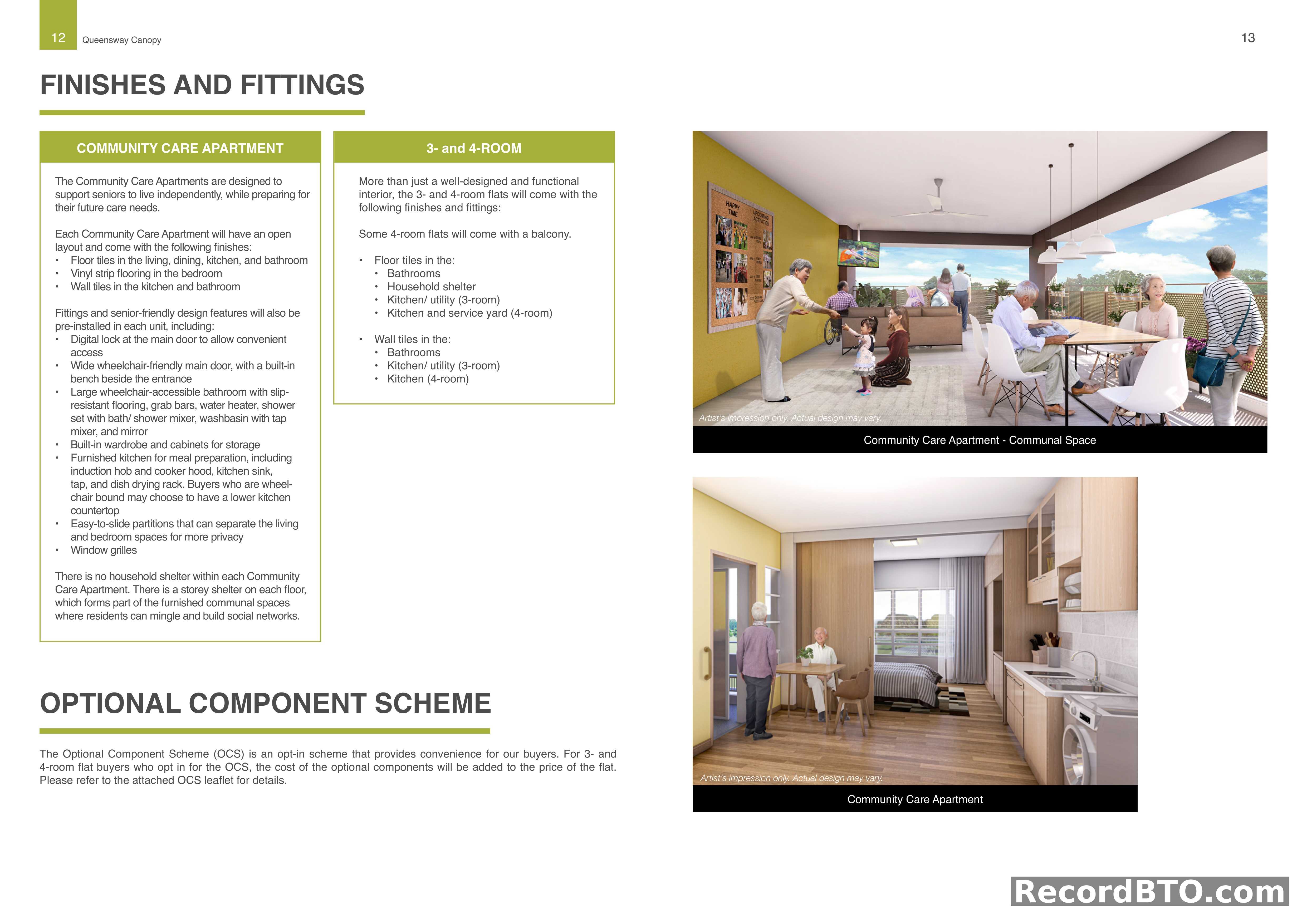 HDB BTO Finishes, Fittings, and Optional Component Scheme
