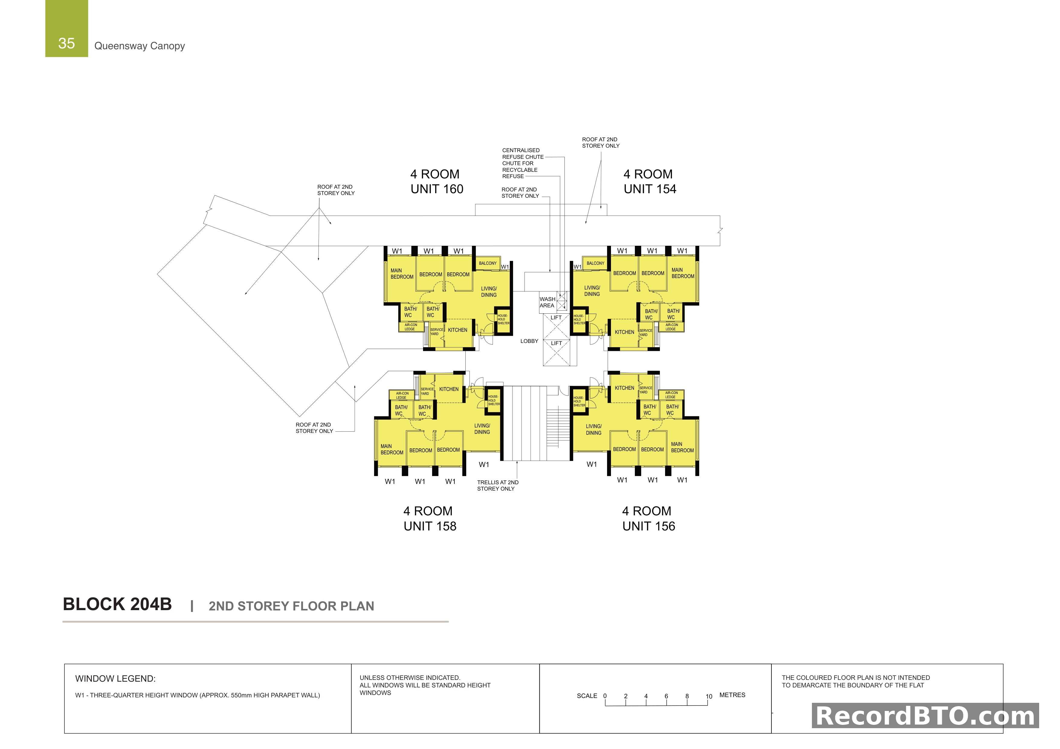 Block 204B: 2nd Storey 4-Room Floor Plans