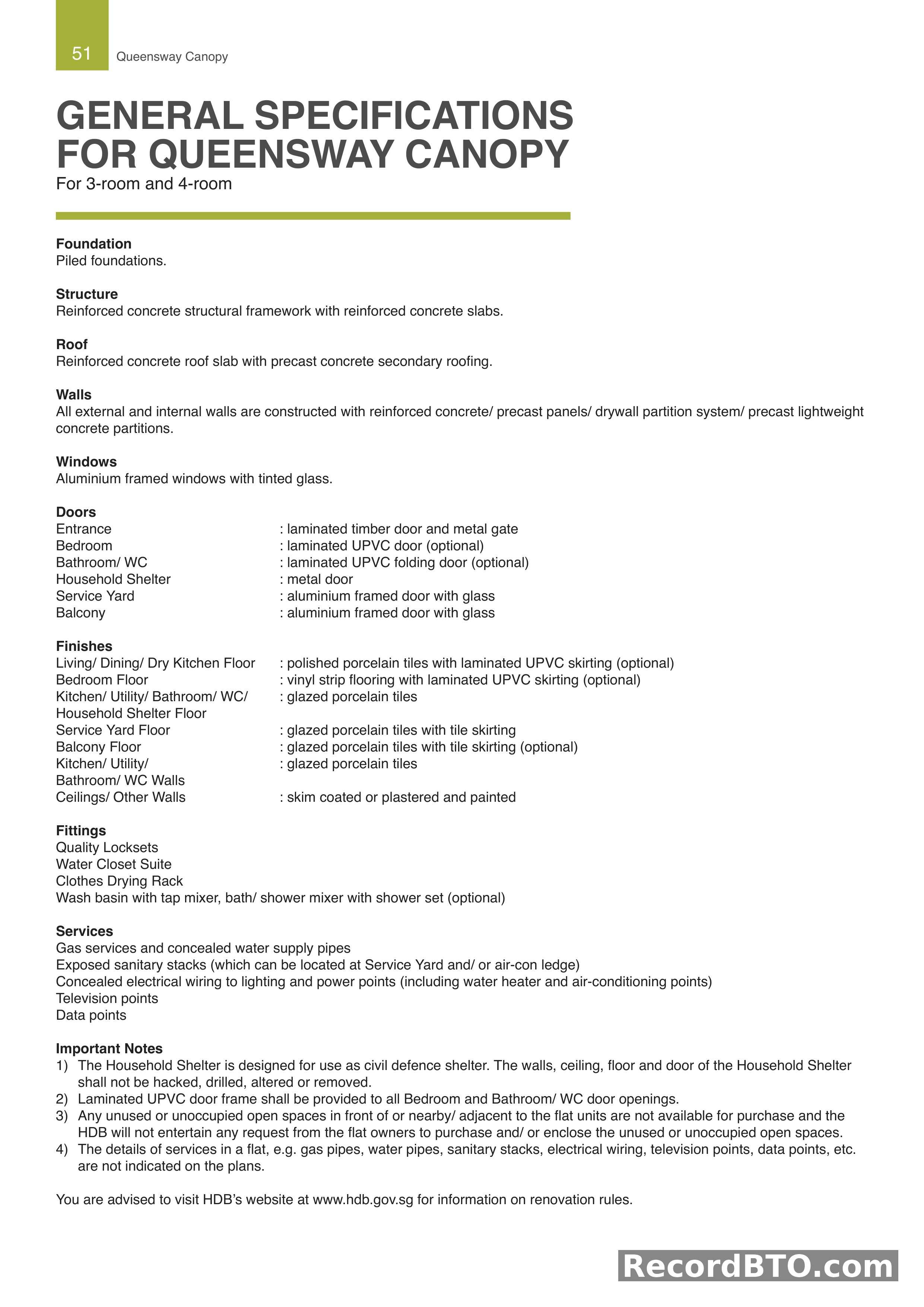 General Specifications for 3- and 4-Room Flats