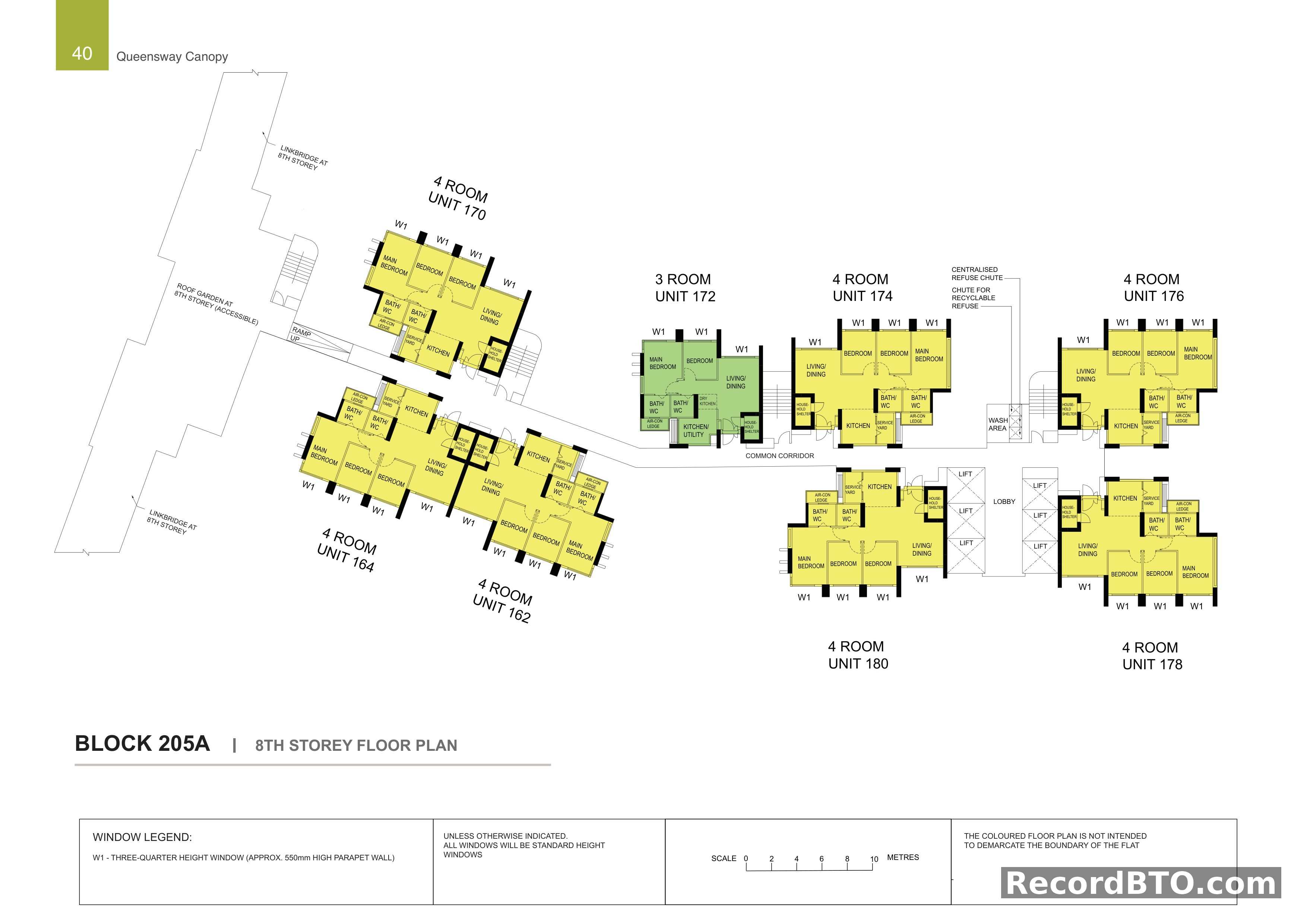 Block 205A: 8th Storey Floor Plan with 3-Room and 4-Room Units