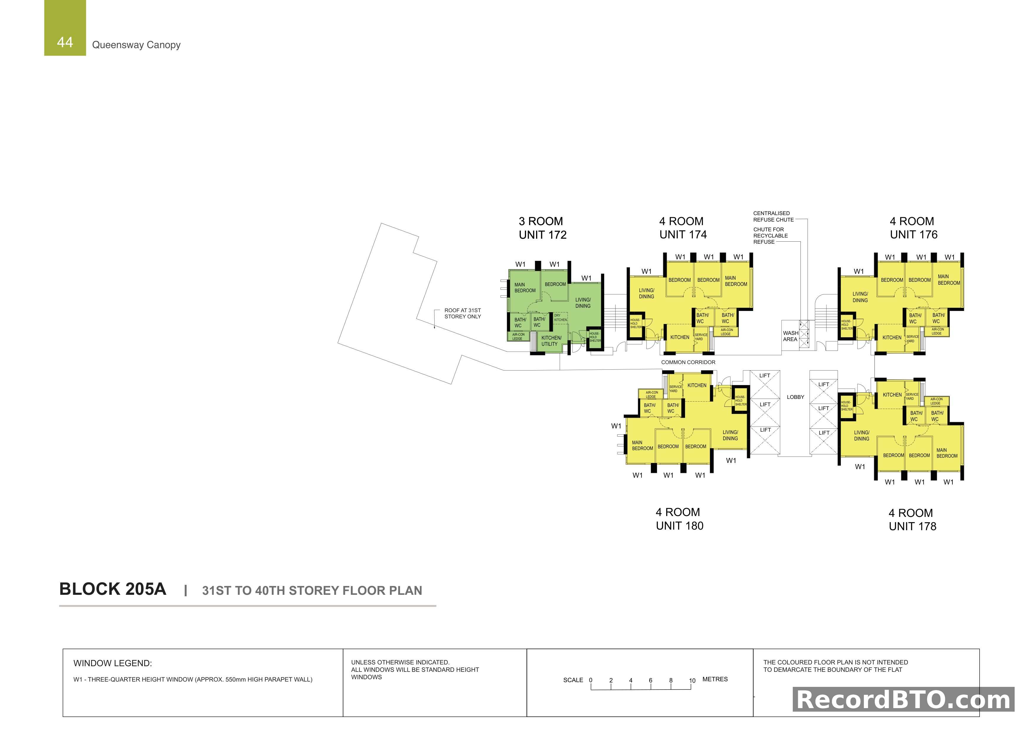 Block 205A: 31st-40th Storey Floor Plans