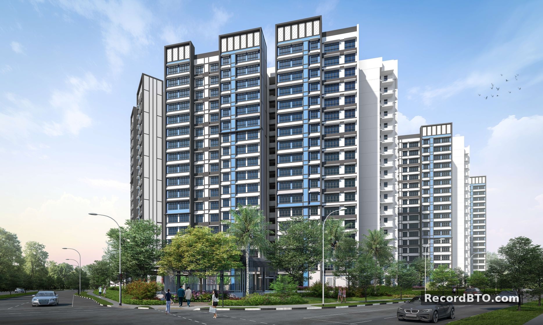 Modern HDB BTO Residential Blocks with Landscaped Surroundings
